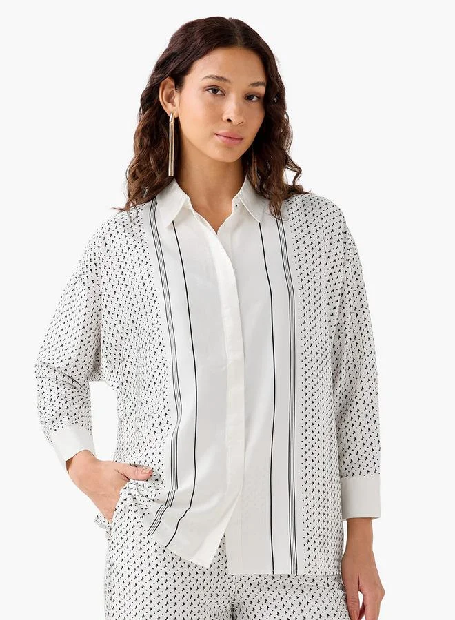 Splash FAV Relaxed Fit Printed Shirt with Contrast Collar