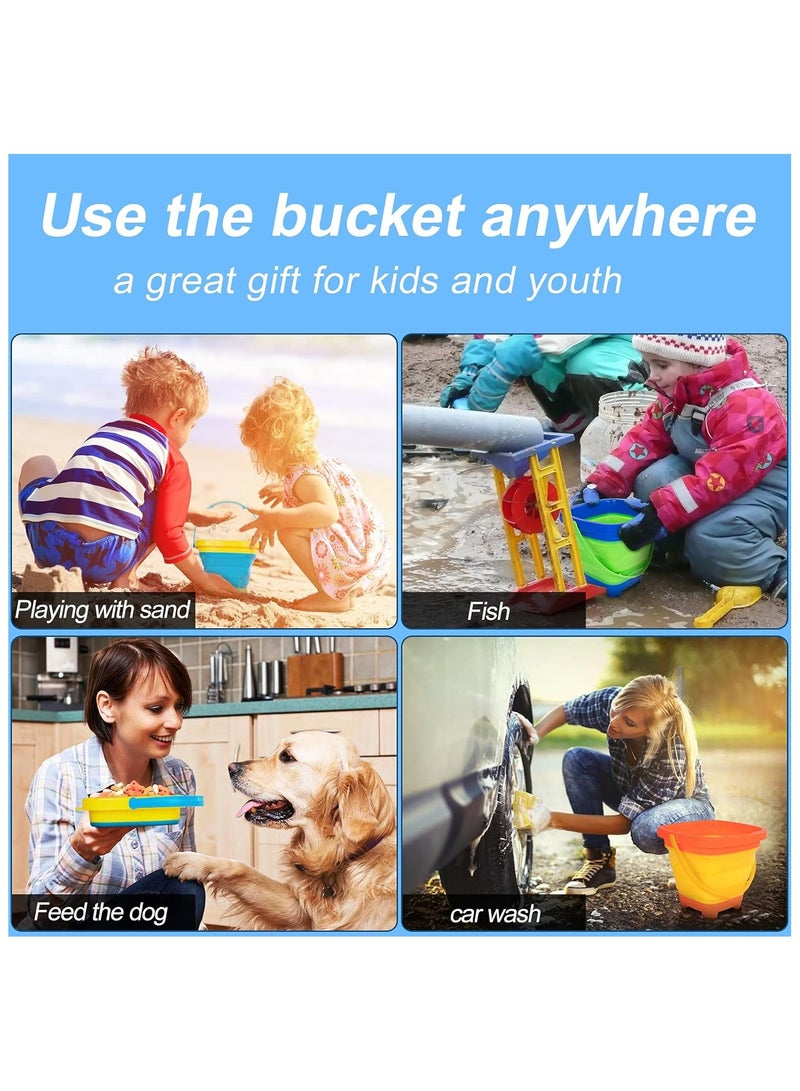 Sand Bucket Beach Bucket Pail, 3 Pack Collapsible Bucket Kids Sand Pail, Silicone Sand Buckets for Kids Beach Toys, Foldable Bucket Summer Beach Fun Toys - Image 5