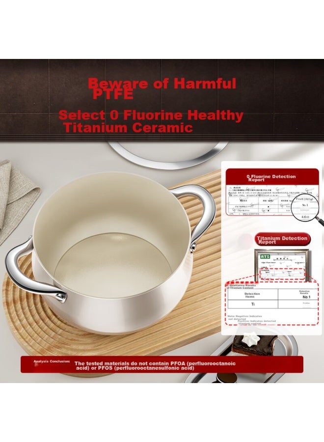 SSGP San Si Steel Soup Pot, Ceramic Non-stick Cooking Pot, Home Use For Soup And Stew, Porridge Cooking, Suitable For Gas Stove And Induction Cooker, Large Belly Pot, 20cm, 35651 - Image 1