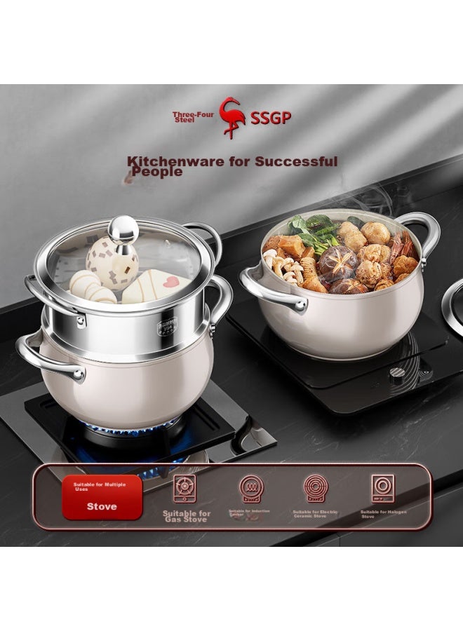 SSGP San Si Steel Soup Pot, Ceramic Non-stick Cooking Pot, Home Use For Soup And Stew, Porridge Cooking, Suitable For Gas Stove And Induction Cooker, Large Belly Pot, 20cm, 35651 - Image 5