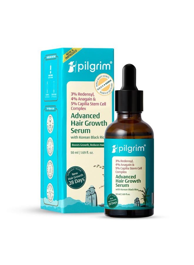 PILGRIM Advanced Hair Growth Serum with Redensyl 3%, Anagain 4% & Baicapil | Hair Fall Control & Regrowth | Korean Black Rice | For Men & Women, 1.69 Fl Oz (50ml) - Image 1