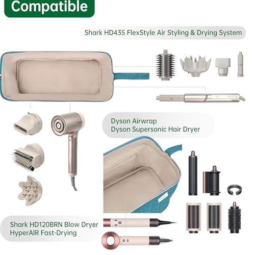 KarSyon Shark Flex Style Case for Dyson Airwrap Hair Dryer Brush Revlon Hair Tools Travel Bag Carrying Case Flat Curling Iron Organizer (Teal Blue) - Image 4