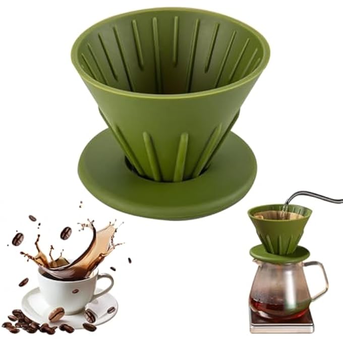 SWIUKPHE Coffee Dripper Reusable Silicon Coffee Filter Collapsible Cone Filter For Home Camping Backpacking Travel Green - Image 2