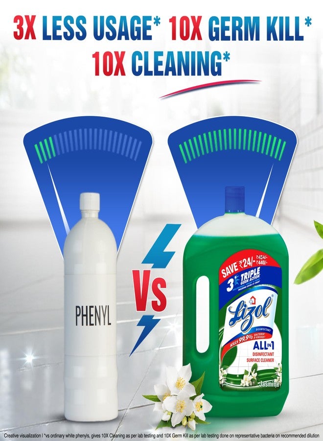 Lizol Disinfectant Surface & Floor Cleaner Liquid, Jasmine - 2 Litre | Suitable for All Floor Cleaner Mops | Kills 99.9% Germs| India's #1 Floor Cleaner - Image 3