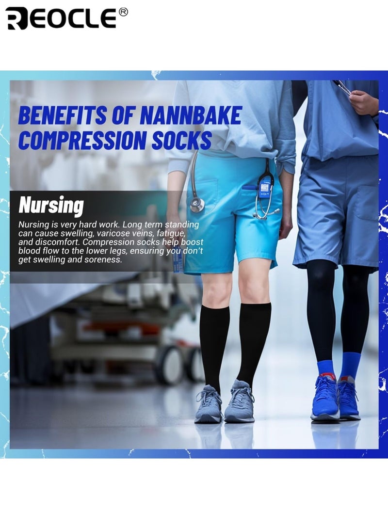 REOCLE 3 Pairs Unisex Compression Socks with Medium Support Level and Circulation Boost Design Athletic Performance Socks with Graduated Pressure for Running Cycling Sports - Image 5