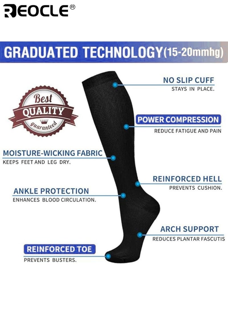 REOCLE 3 Pairs Unisex Compression Socks with Medium Support Level and Circulation Boost Design Athletic Performance Socks with Graduated Pressure for Running Cycling Sports - Image 2