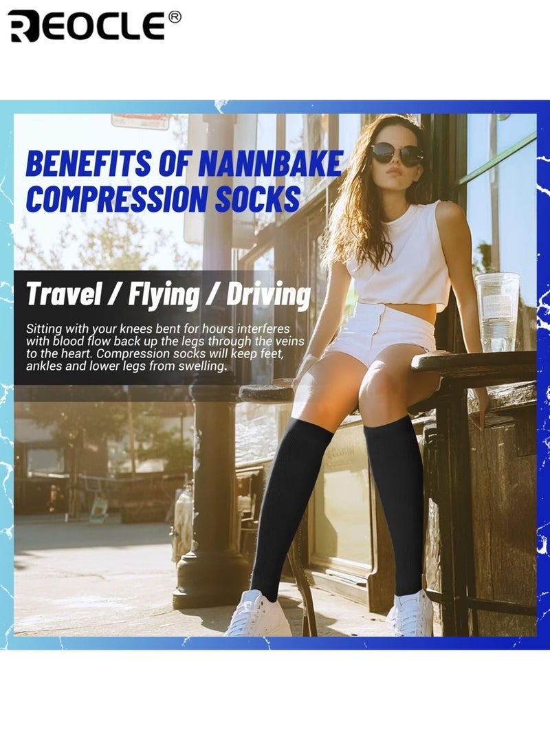 REOCLE 3 Pairs Unisex Compression Socks with Medium Support Level and Circulation Boost Design Athletic Performance Socks with Graduated Pressure for Running Cycling Sports - Image 4