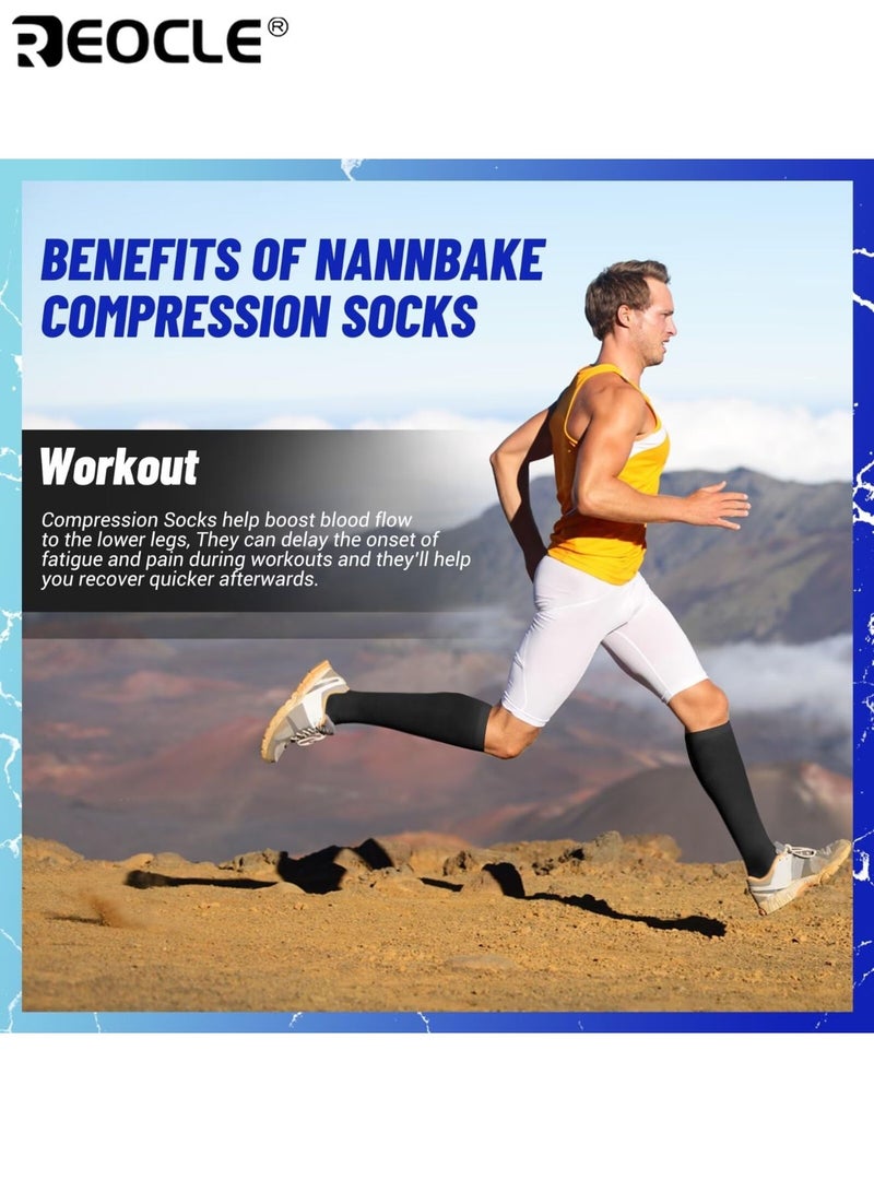 REOCLE 3 Pairs Unisex Compression Socks with Medium Support Level and Circulation Boost Design Athletic Performance Socks with Graduated Pressure for Running Cycling Sports - Image 3