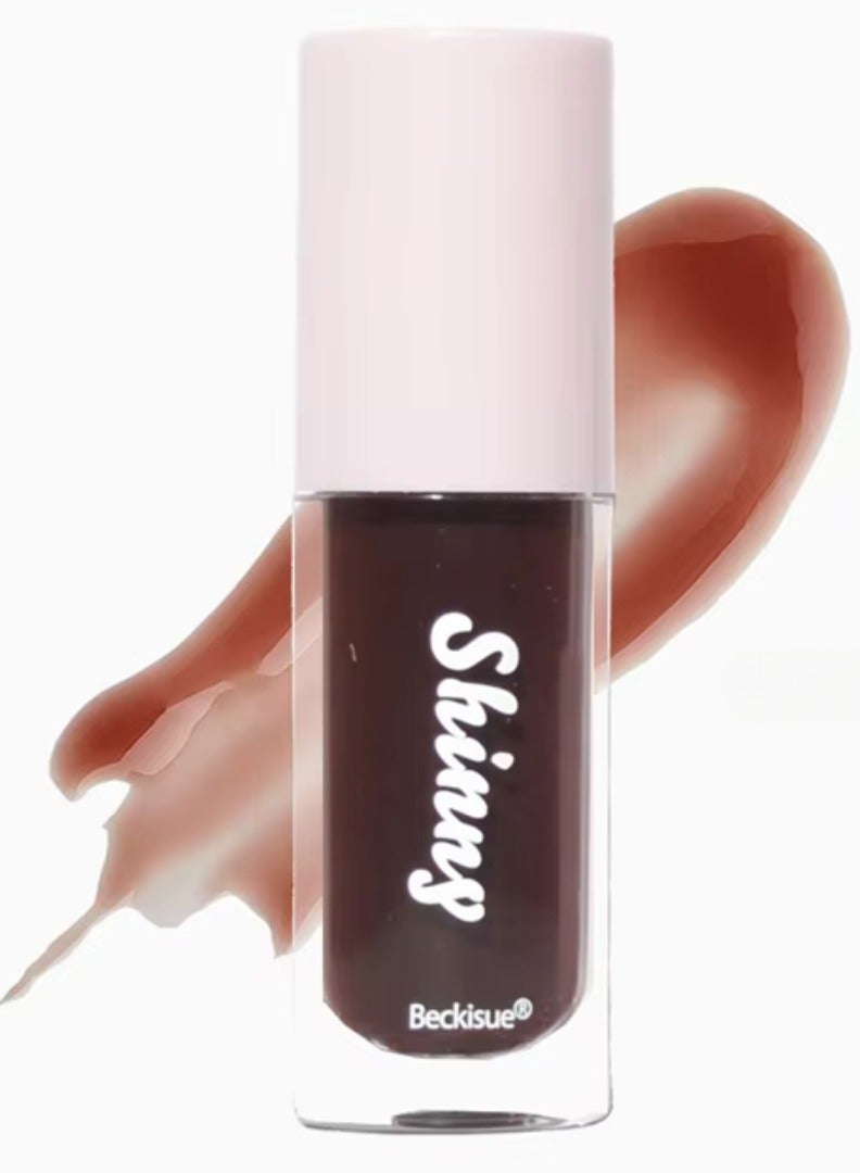 Beckisue زيت شفاه لامع لامع مرطب مكمل للشفاه مرآة تسليط الضوء على لمسة شفاه مرطبة تدوم طويلاً وغير لزجة زيوت شفاه لامعة أحمر شفاه سائل سكر أسود 03 - Image 1