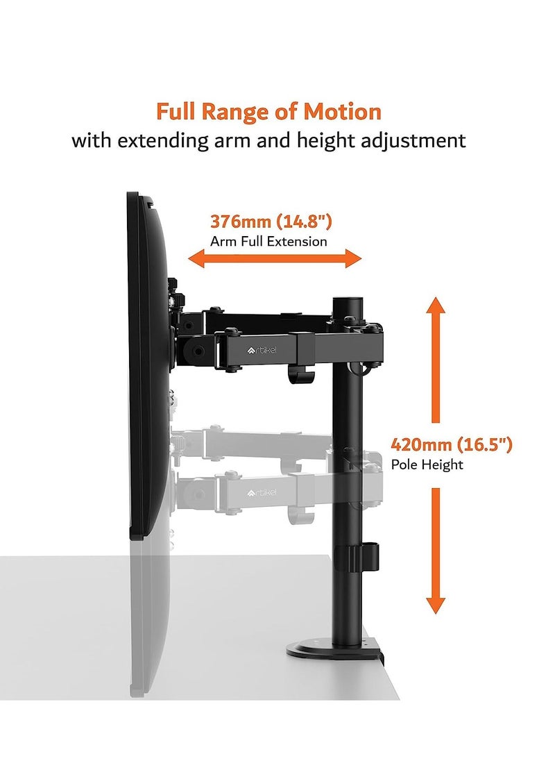 Generic - Double Monitor Desk Mount | Adjustable Heavy Duty Monitor Arms | VESA Mount with C Clamp & Grommet Mounting Base | Computer Monitor Stand for Screen up to 32 inch - Image 1