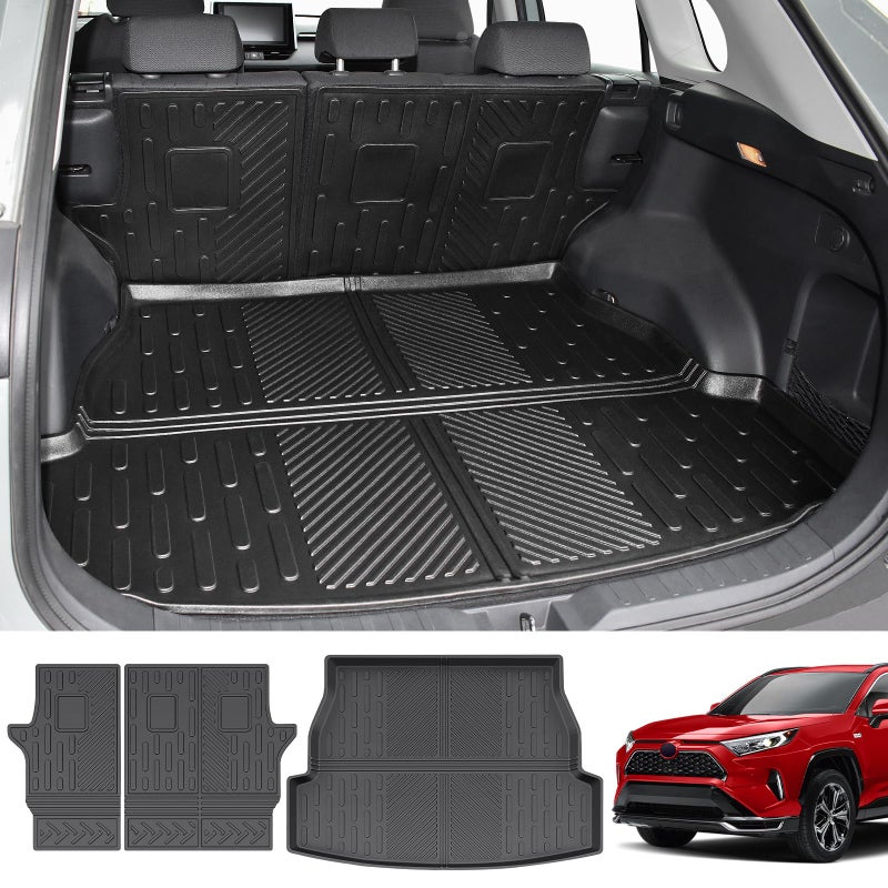Utiiy Cargo Mat Fit for 20192024 Toyota RAV4 Cargo Liner TPE Trunk Mat All Weather Seats Back Protector for 2019 2020 2021 2022 2023 2024 Toyota RAV4 AccessoriesCargo MatBackrest Mat