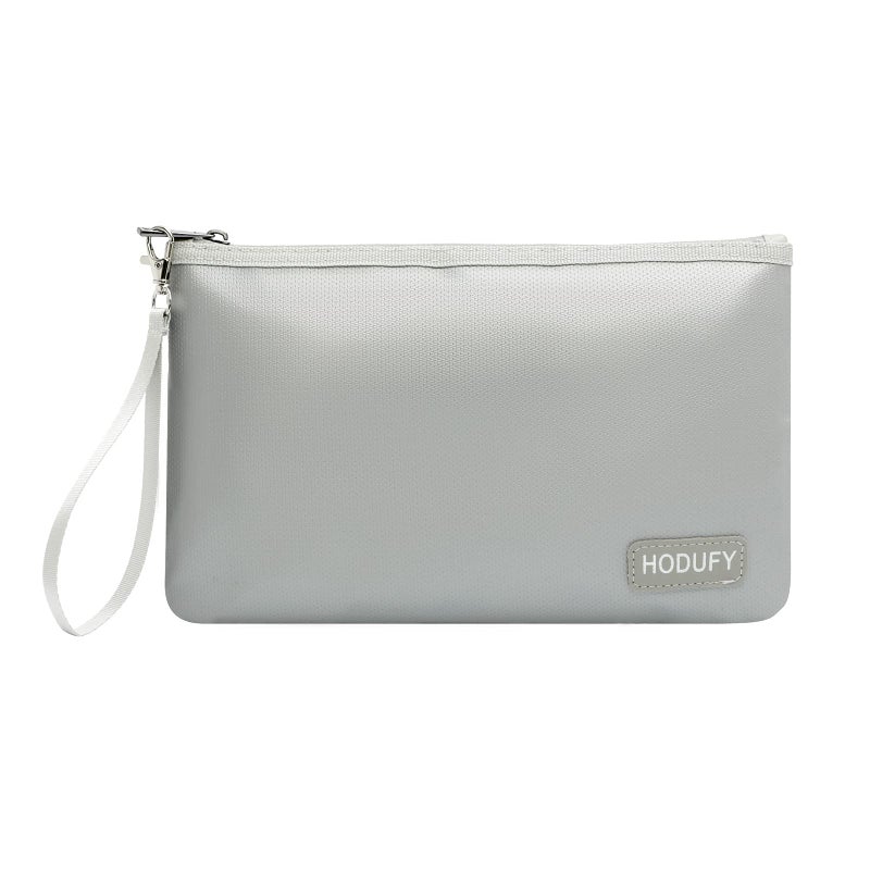 Hodufy Fireproof Money Bag 2000 Fireproof Document Bags Gray A5 Size Zipper Closure