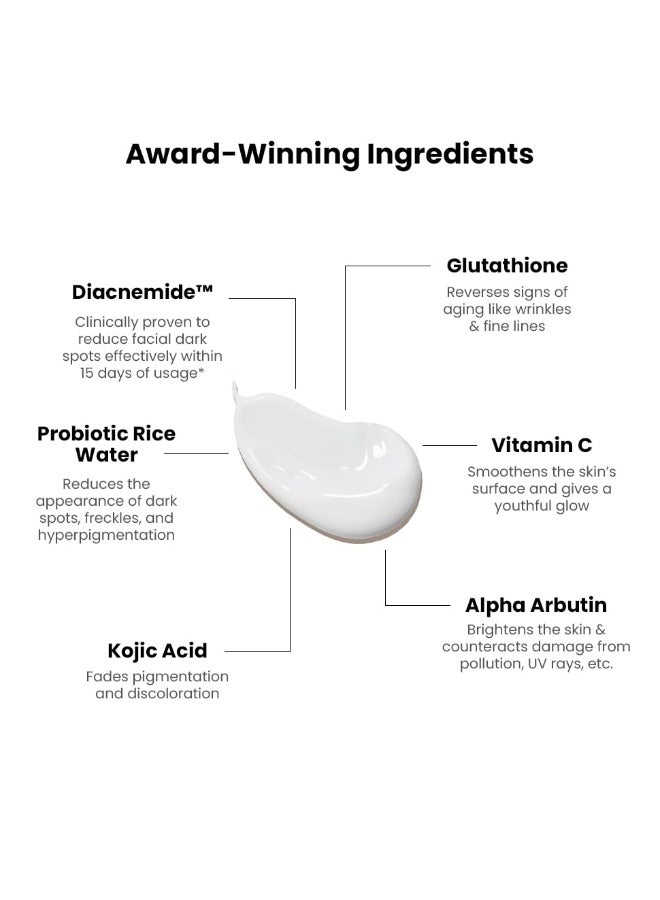 ThriveCo Brightening Pro Sunscreen for Women | SPF 50+ Pa++++ | Zero White Cast | Kojic acid, Vitamin C & Diacnemide™ | Non-sticky & Anti-Ageing | Boosts Collagen, Fades Dark Spots & Wrinkles | 50ml - Image 3