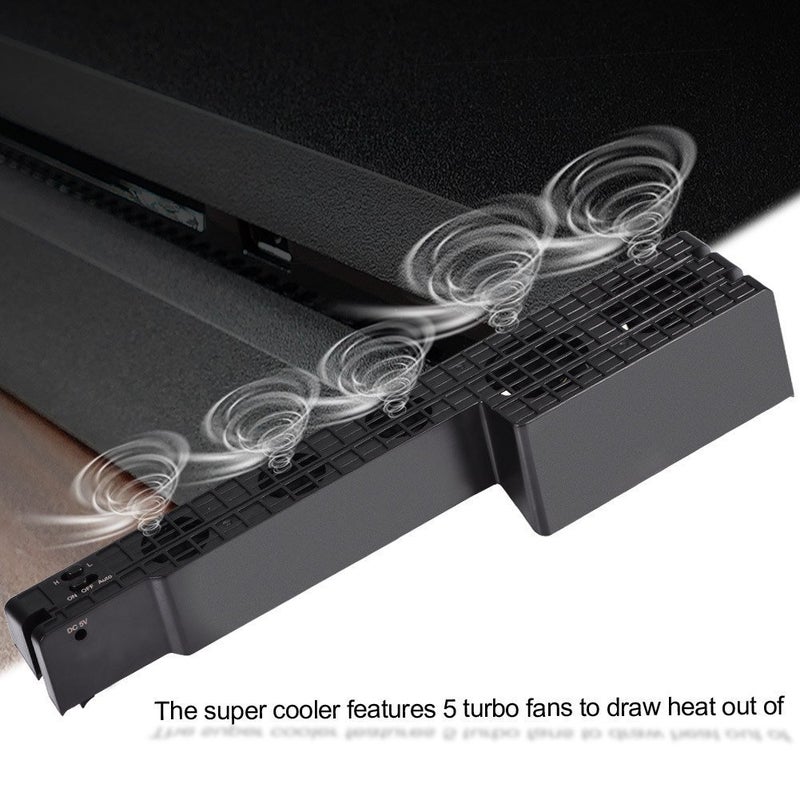 cheekyglo Replacement External Cooling Fan, USB 5 Fan Super Turbo Temperature Control Cooling Fan Game Console Fan Cooler for Playstation PS4 Pro with USB Cable Black for Video Game Accessories - Image 2