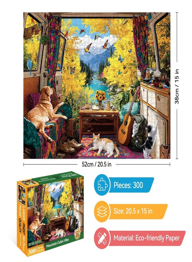 EIYRURU 300 Piece Puzzles for Adults Large Piece, Fall Van Dog Cats Birds Nature Jigsaw Puzzle, Funny Gift for Adult Kids, Challenging Puzzle Perfect for Game Nights, 20.5 X 15 in - Image 2
