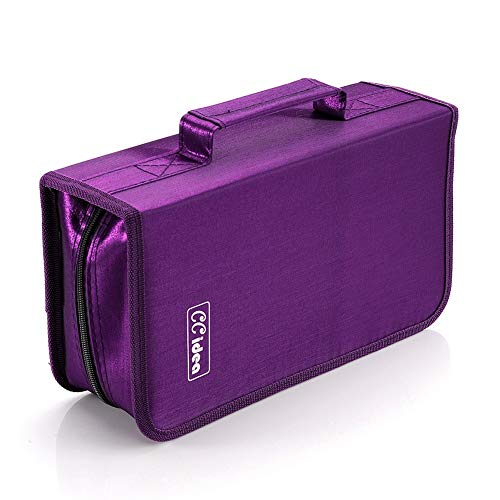 CCidea CD Case DVD Storage Holder 128 Capacity DVD Cases Organizer CD Plastic Protective Carrying BinderPortable Cd Wallet for Home Travel Purple