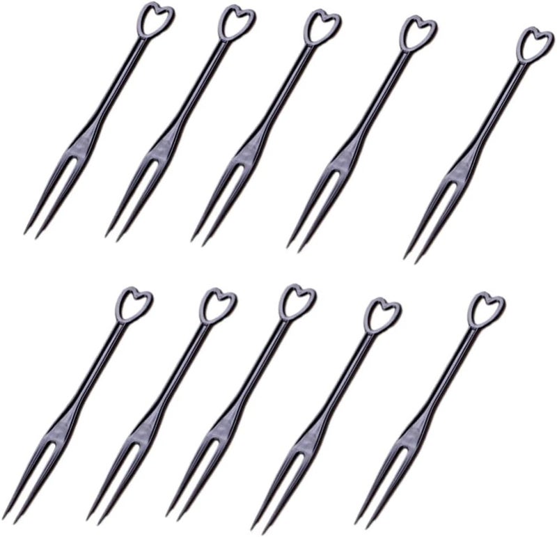 Honkenda 500PCS Disposable Plastic Cocktail Picks Fruit Forks Black Heart Shape Mini Cake Forks Sticks Party Supplies Tasting Appetizer Plates Picks Dessert Forks - Image 1