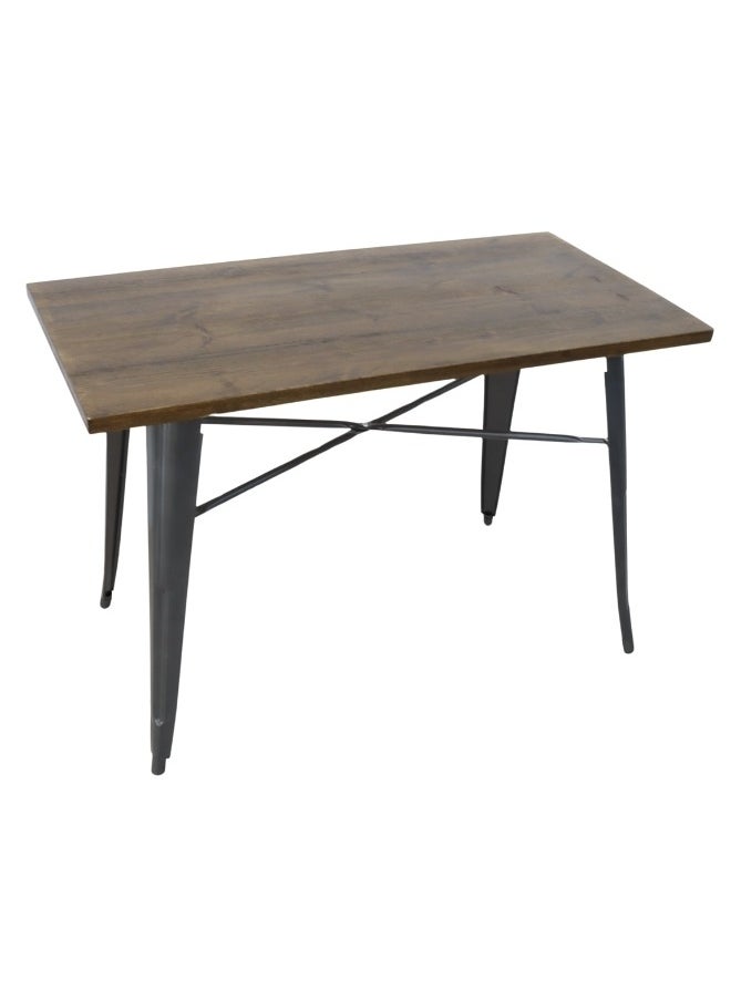 SMART HOME Single dining table with a wooden surface and iron legs, a dining table with a rectangular design for the modern home, kitchen, living room, cafe, and home garden, size 120X60X60 cm  - Image 1