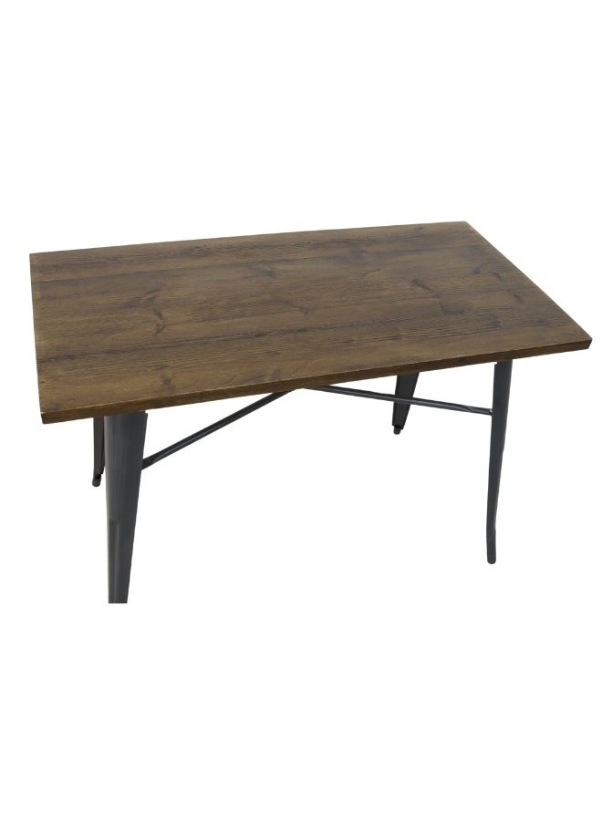 SMART HOME Single dining table with a wooden surface and iron legs, a dining table with a rectangular design for the modern home, kitchen, living room, cafe, and home garden, size 120X60X60 cm  - Image 2