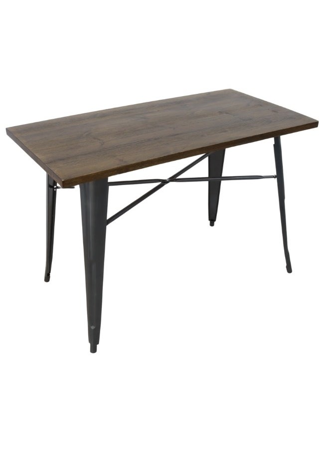 SMART HOME Single dining table with a wooden surface and iron legs, a dining table with a rectangular design for the modern home, kitchen, living room, cafe, and home garden, size 120X60X60 cm  - Image 4