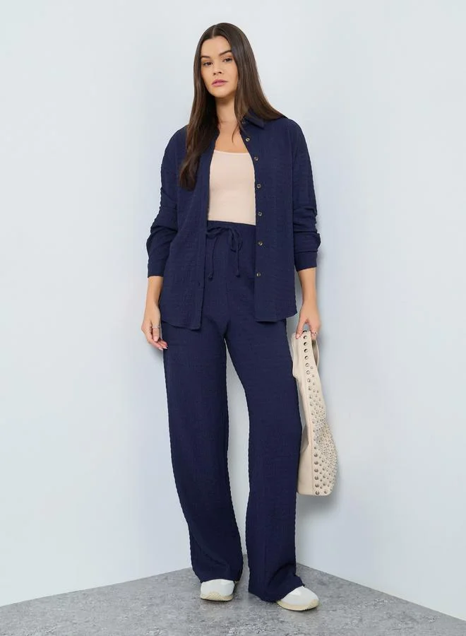 Styli Styli Women Textured Longline Shirt and Pants Co-Ords