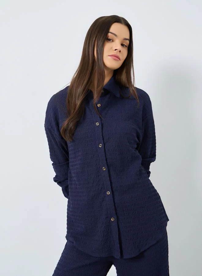 Styli Styli Women Textured Longline Shirt and Pants Co-Ords