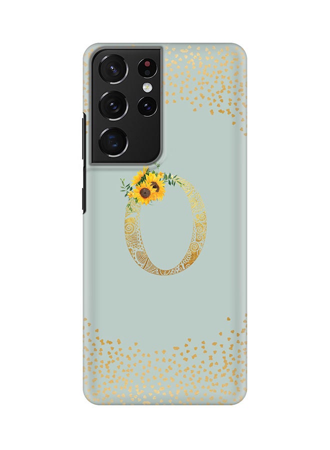 Stylizedd Monogram Slim Cover for Samsung Galaxy S21 Ultra 5G Case Custom Initials Letter Floral Pattern Snap Series Mobile Cover Matte Alphabet  - O (Light Green) - Image 1