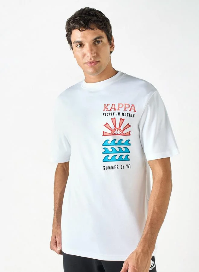 Kappa Graphic Print T-shirt with Crew Neck and Short Sleeves
