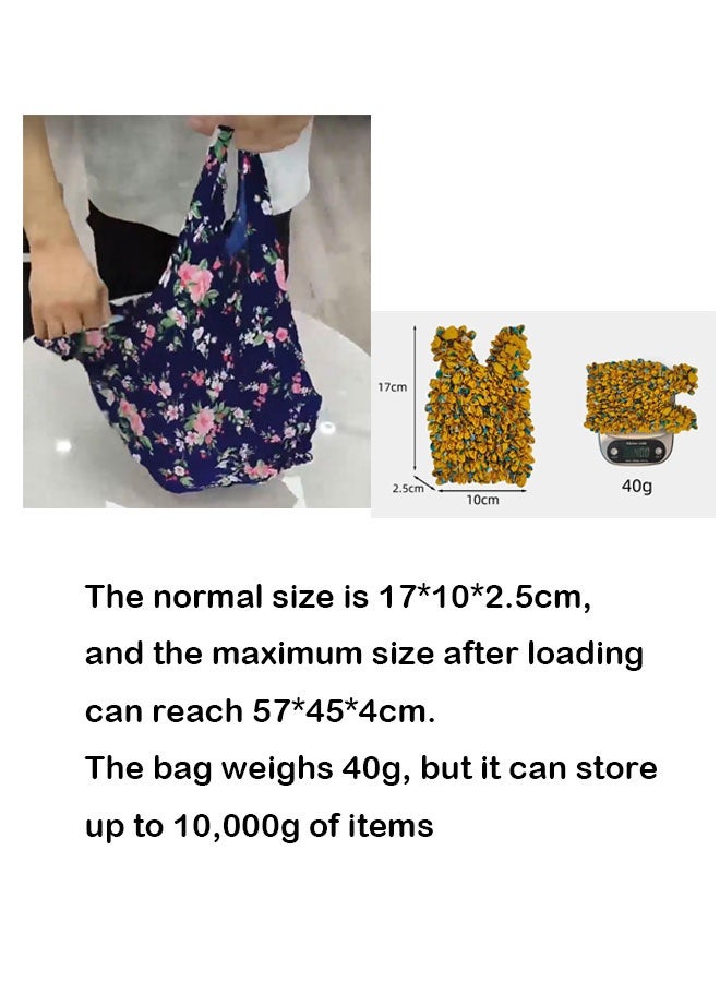 2Pcs Magic Expandable Tote Bag with Elastic Wrinkles, Portable Reusable Large Capacity Shopper Bag - Image 3