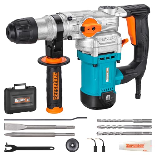 Berserker 1-1/8" SDS-Plus Rotary Hammer Drill with Safety Clutch,9 Amp 3 Functions Corded Rotomartillo for Concrete - Including 3 Drill Bits,Flat Chisel, Point Chisel,Carrying Case - Image 1