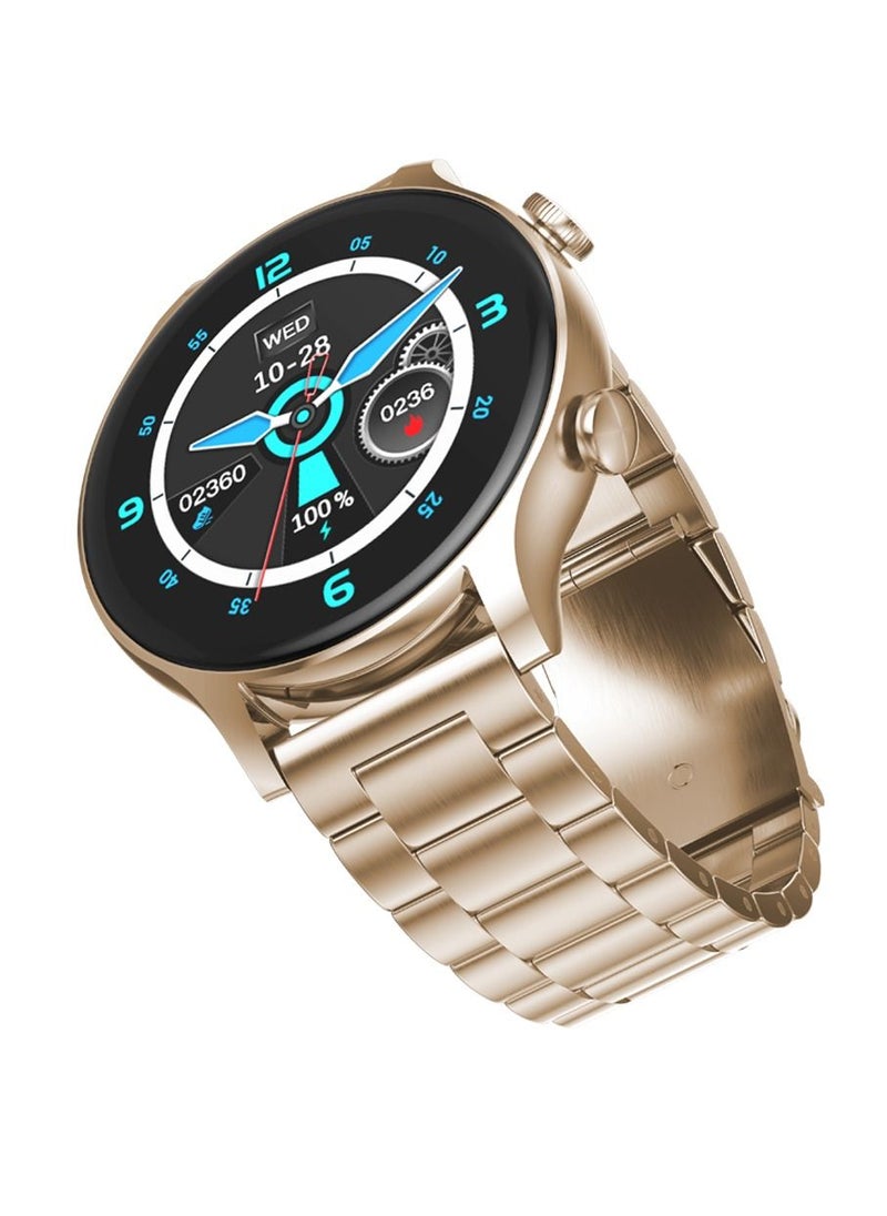 G-Tab - G-tab GT6 Deluxe Gold/Remote Camera/1.32 Inches IPS/Full Touch/300mAh Battery/Water Proof/Smart calling/Body Temperature Monitoring/Step Count/Calorie Monitoring (GOLD METAL STRAP AND 2 EXTRA STRAPS) - Image 1
