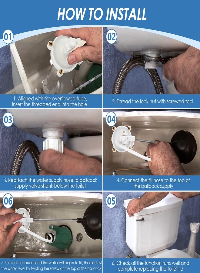 Dreyoo طقم إصلاح خزان المرحاض العالمي من Dreyoo متوافق مع Danco 80816، قطع غيار إصلاح المرحاض، صمام التعبئة، سدادة، قضيب، بديل الطفو، طقم إصلاح المرحاض لخزانات 8.5 بوصة، استبدال سدادة خزان المرحاض - Image 4