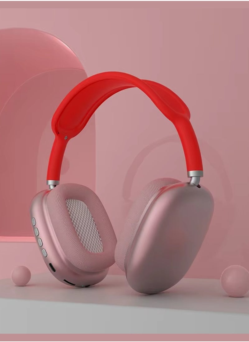 DIGI CORE - P9 Headphones Over Ear Bluetooth Headphones Wireless Headphones With Microphone Foldable Lightweight Headphone Bluetooth Wireless Headset Over-Ear Headphone For PC, Laptops, Mobiles And Tabs Red - Image 1