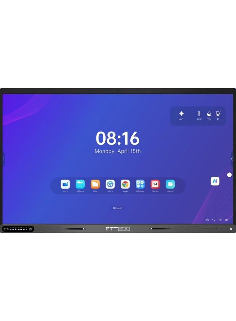FTTEGO RK3588-86 86" 4K UHD AI Interactive Flat Panel with 48MP Camera, Android 15, 16GB RAM & OPS PC Module - Image 2