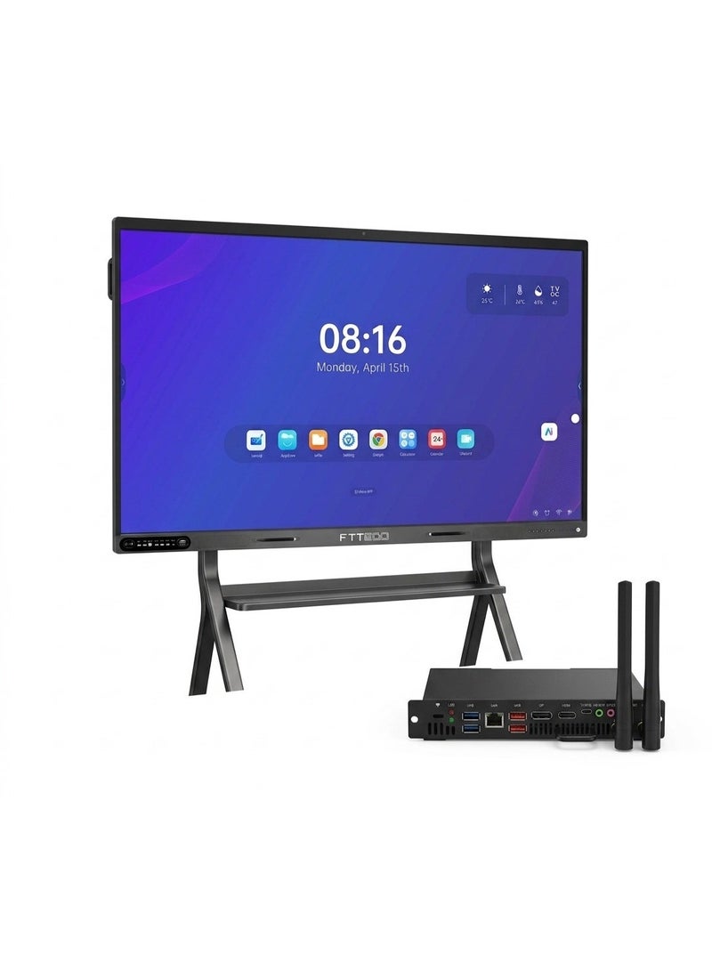 FTTEGO RK3588-86 86" 4K UHD AI Interactive Flat Panel with 48MP Camera, Android 15, 16GB RAM & OPS PC Module - Image 1