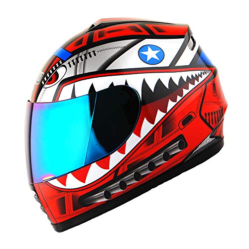 WOW Motorcycle Full Face Helmet Street Bike BMX MX Youth Kids Shark Red - Image 1