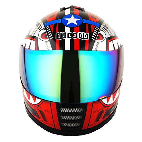 WOW Motorcycle Full Face Helmet Street Bike BMX MX Youth Kids Shark Red - Image 3