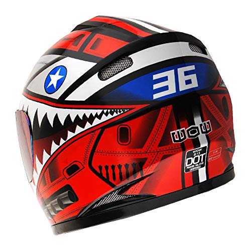 WOW Motorcycle Full Face Helmet Street Bike BMX MX Youth Kids Shark Red - Image 5