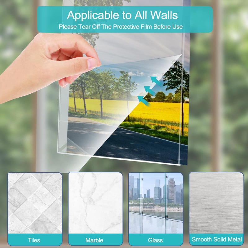 Wbtran 12x16 Acrylic Picture Frame, Clear Frameless Photo Frame for Wall Mount, No Drilling Picture Frames with Tape, Pack of 5 Floating Hanging Picture Frames for Home, School, Office - Image 5