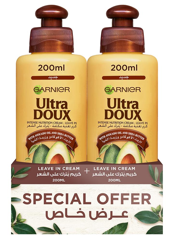 garnier كريم ألترا دو الأفوكادو الذي يترك على الشعر 200 مل، عبوة مزدوجة - Image 1