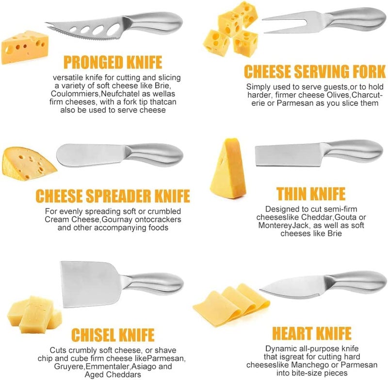 Clarmonde Premium Stainless Steel Cheese Tool Set - 6 Piece Cheese Knife Set - Cut, Spread All Your Favorite Cheeses - Image 4