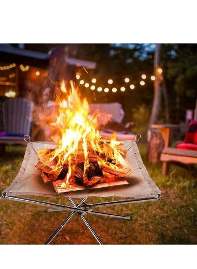 Albawadi Portable Fire Pit Outdoor Mesh Screens Stainless Steel Stand, Fire Place Backyard Wood Burning Camping Fireplace  - Image 2