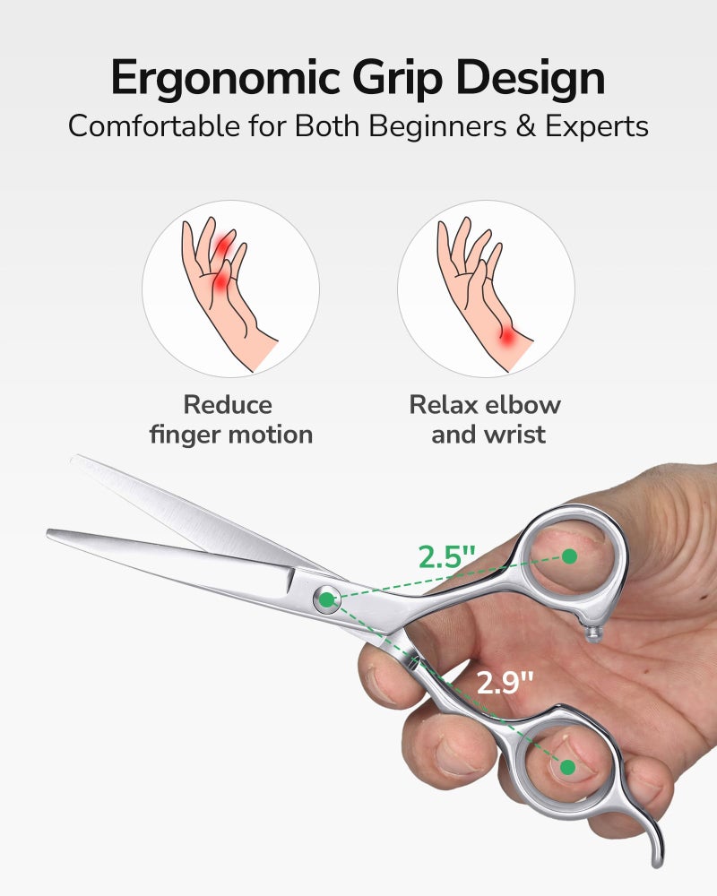 ULG Hair Cutting Scissors, ULG Professional Hair Scissors 6.5 inch Right-Hand Razor Edge Barber Shears Salon Hair Cutting Shears Made of Japanese Stainless Steel, Hand Sharpened Silver - Image 5
