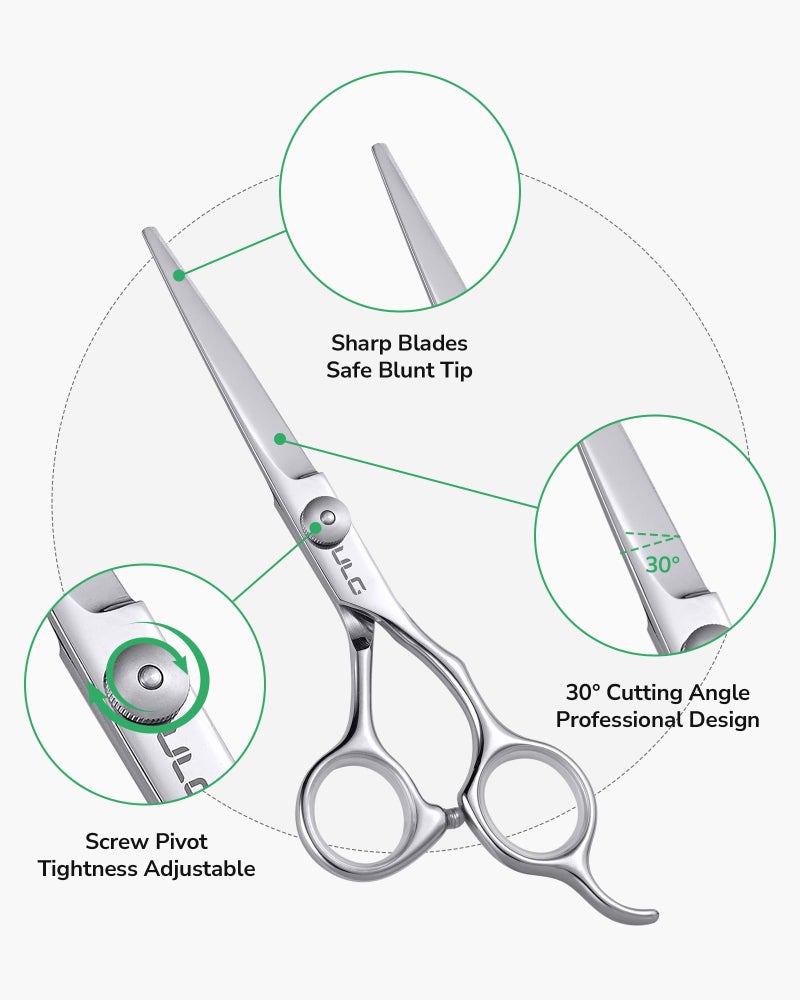 ULG Hair Cutting Scissors, ULG Professional Hair Scissors 6.5 inch Right-Hand Razor Edge Barber Shears Salon Hair Cutting Shears Made of Japanese Stainless Steel, Hand Sharpened Silver - Image 3