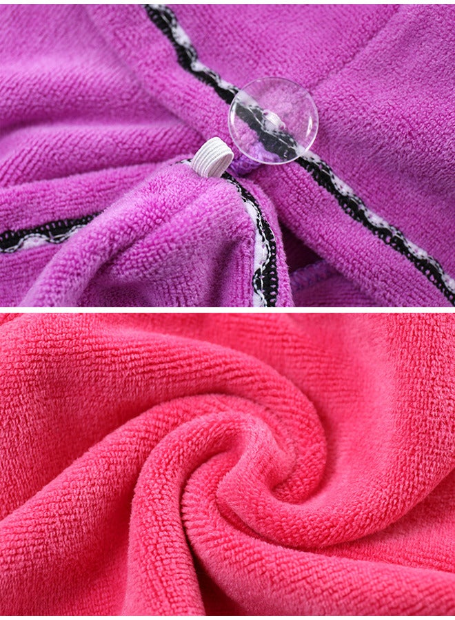 2-Piece Microfiber Long Hair Absorbent Wrap Towel Set for Women Girl Wet Long Thick Hair Rose Red/Purple  - Image 2