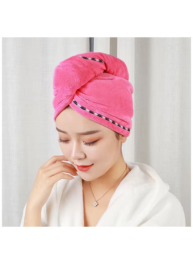2-Piece Microfiber Long Hair Absorbent Wrap Towel Set for Women Girl Wet Long Thick Hair Rose Red/Purple  - Image 3