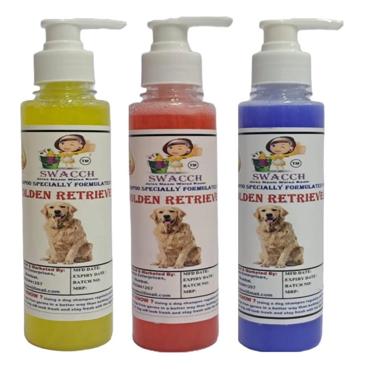 SWACCH Premium Shampoo for Golden Retriever 200ML Combo Pack of 3 Lemon Strawberry Lavender - Image 1