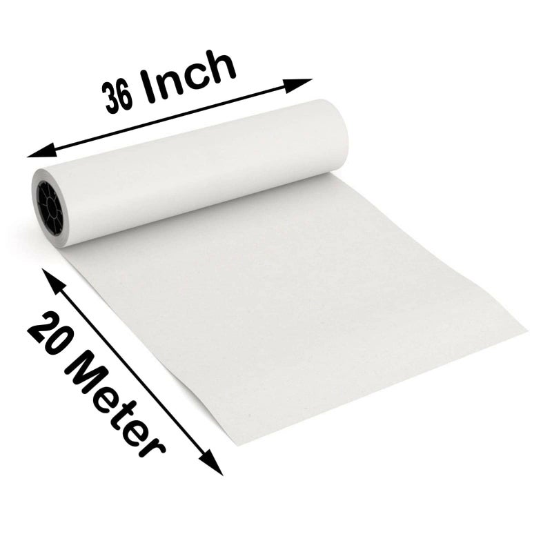 YNK White Paper roll 36 inch 70 gsm Perfect for Wall Art, Painting Paper, Drawing Paper, Paper Roll for Kids Easel and Wrapping Paper (20 mitars)- 4 mm Thickness Jute Rope (25 Meter) Free With This Product - Image 2