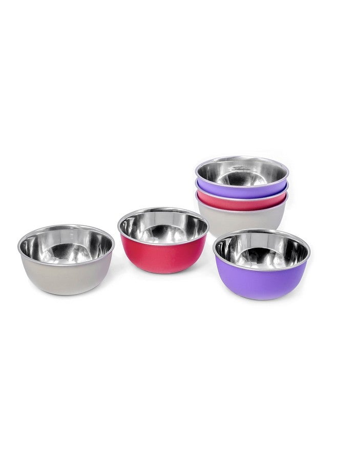 Bowl Fiery Stainless Steel Microwave Safe Bowls 6 Pieces Set (12Cm, 6 Pieces Set), 300 Milliliter - 300 Ml - Image 1