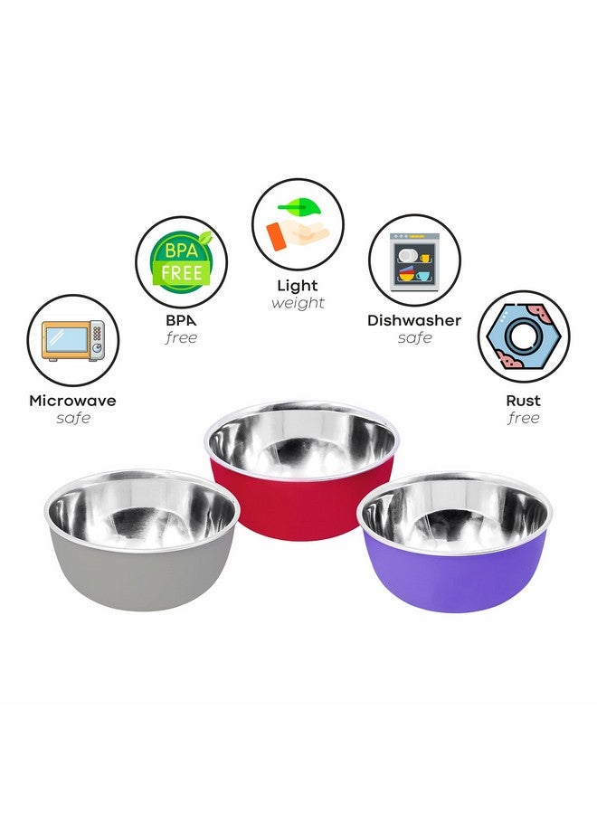 Bowl Fiery Stainless Steel Microwave Safe Bowls 6 Pieces Set (12Cm, 6 Pieces Set), 300 Milliliter - 300 Ml - Image 3